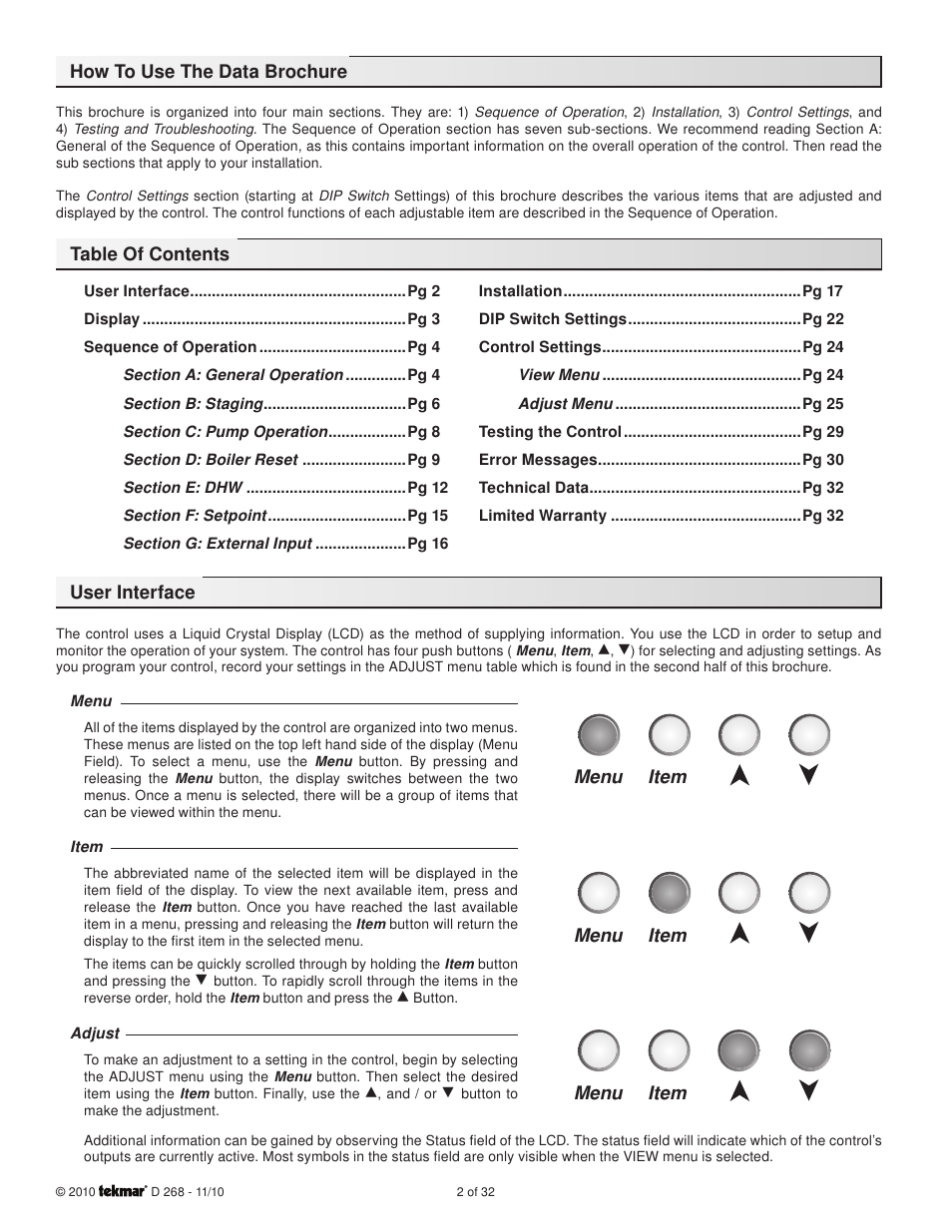 tekmar 268 Boiler Control User Manual | Page 2 / 32