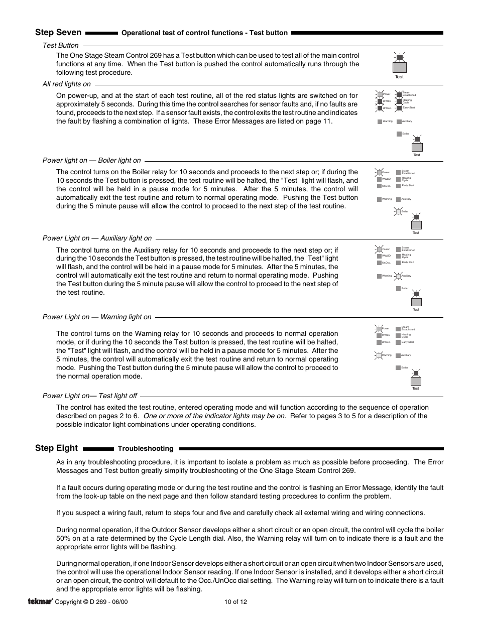 Step seven, Step eight | tekmar 269 One Stage Steam Control User Manual | Page 10 / 12