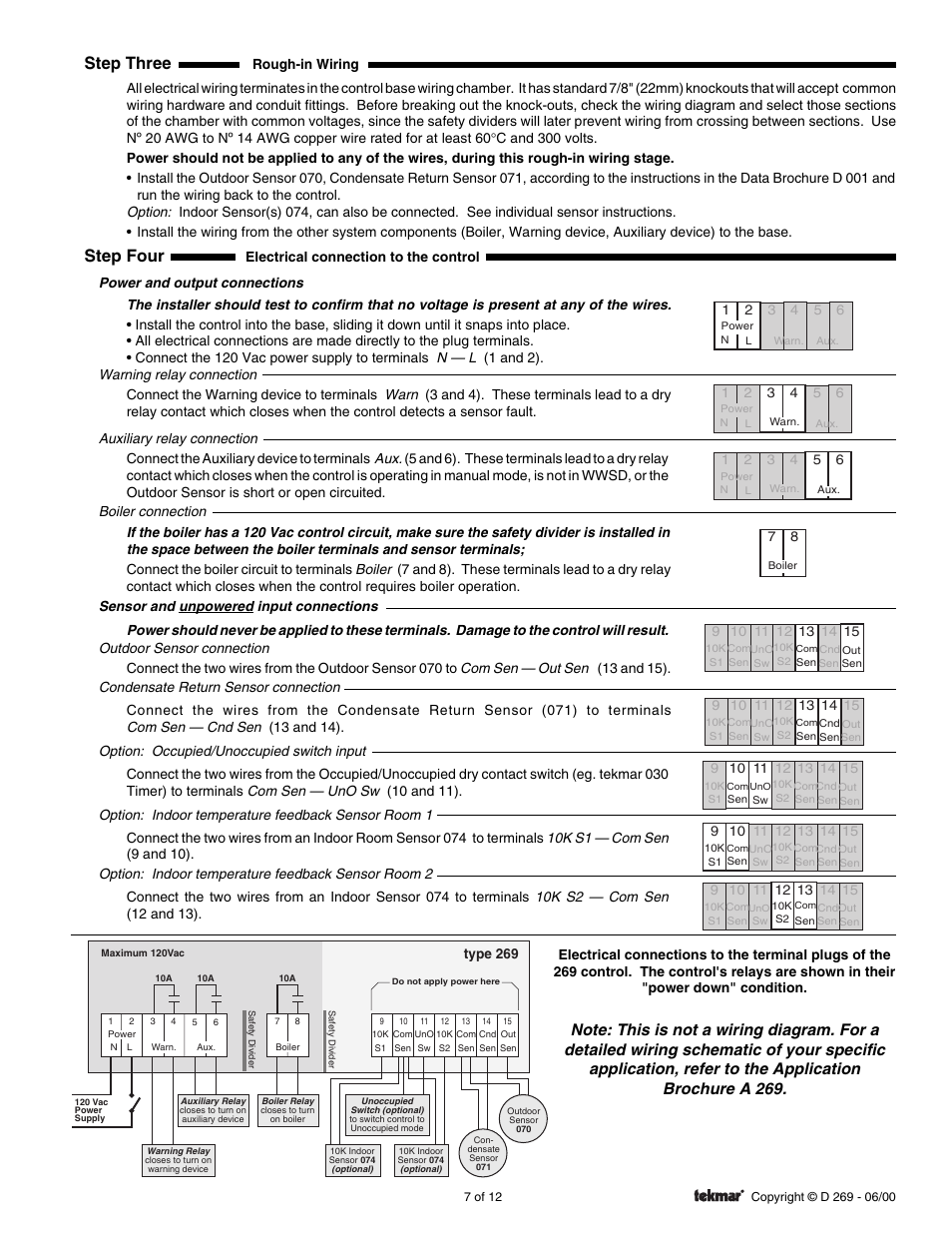 Step four, Step three | tekmar 269 One Stage Steam Control User Manual | Page 7 / 12
