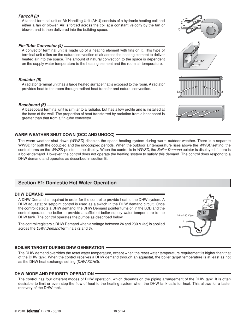 tekmar 270 Boiler Control User Manual | Page 10 / 24