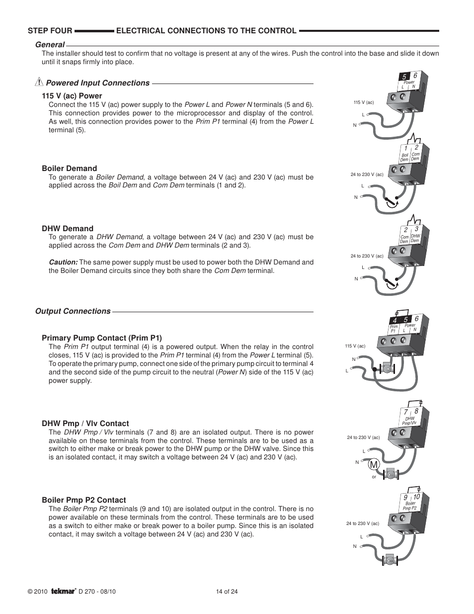 tekmar 270 Boiler Control User Manual | Page 14 / 24