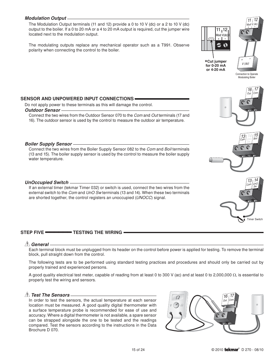 tekmar 270 Boiler Control User Manual | Page 15 / 24