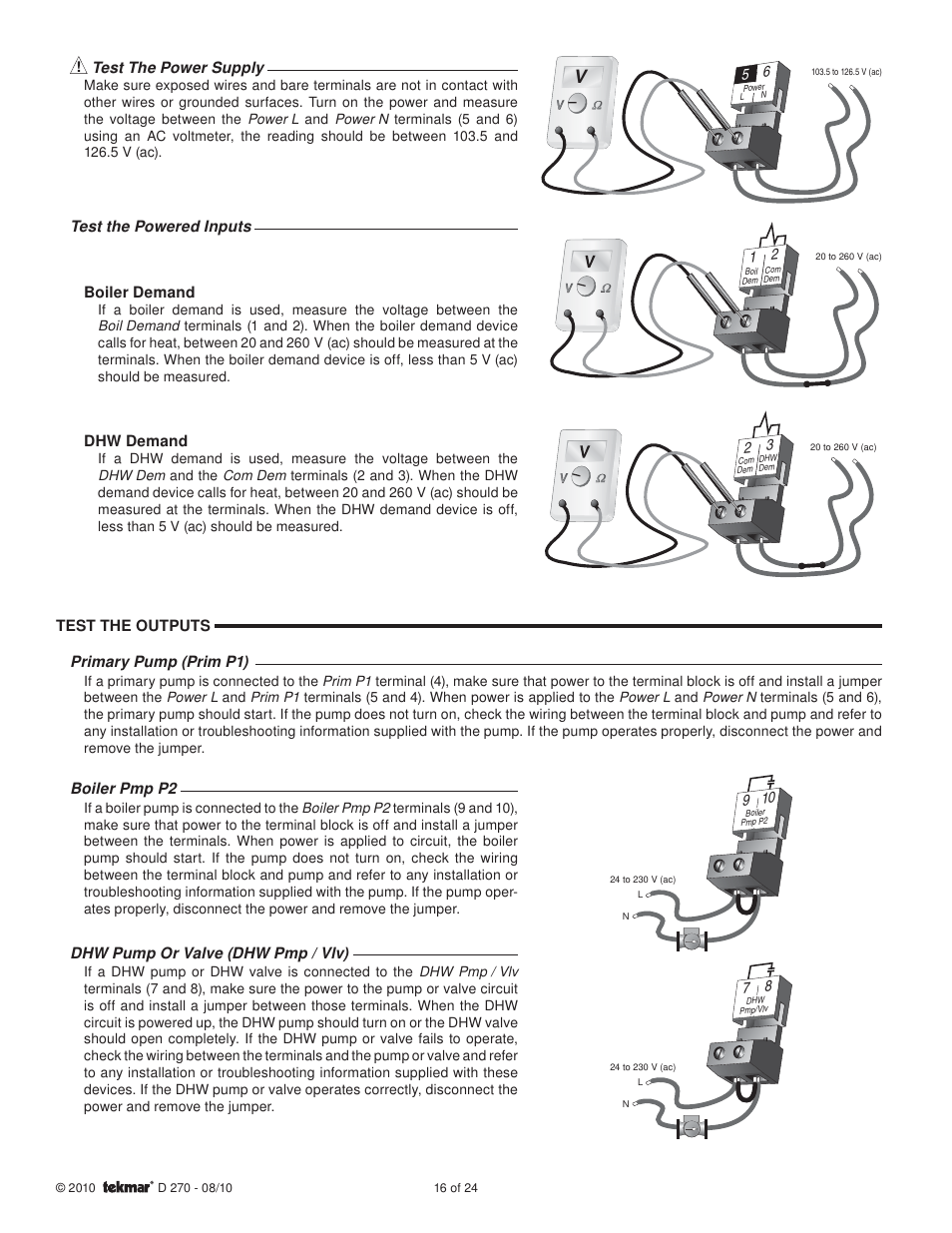 tekmar 270 Boiler Control User Manual | Page 16 / 24