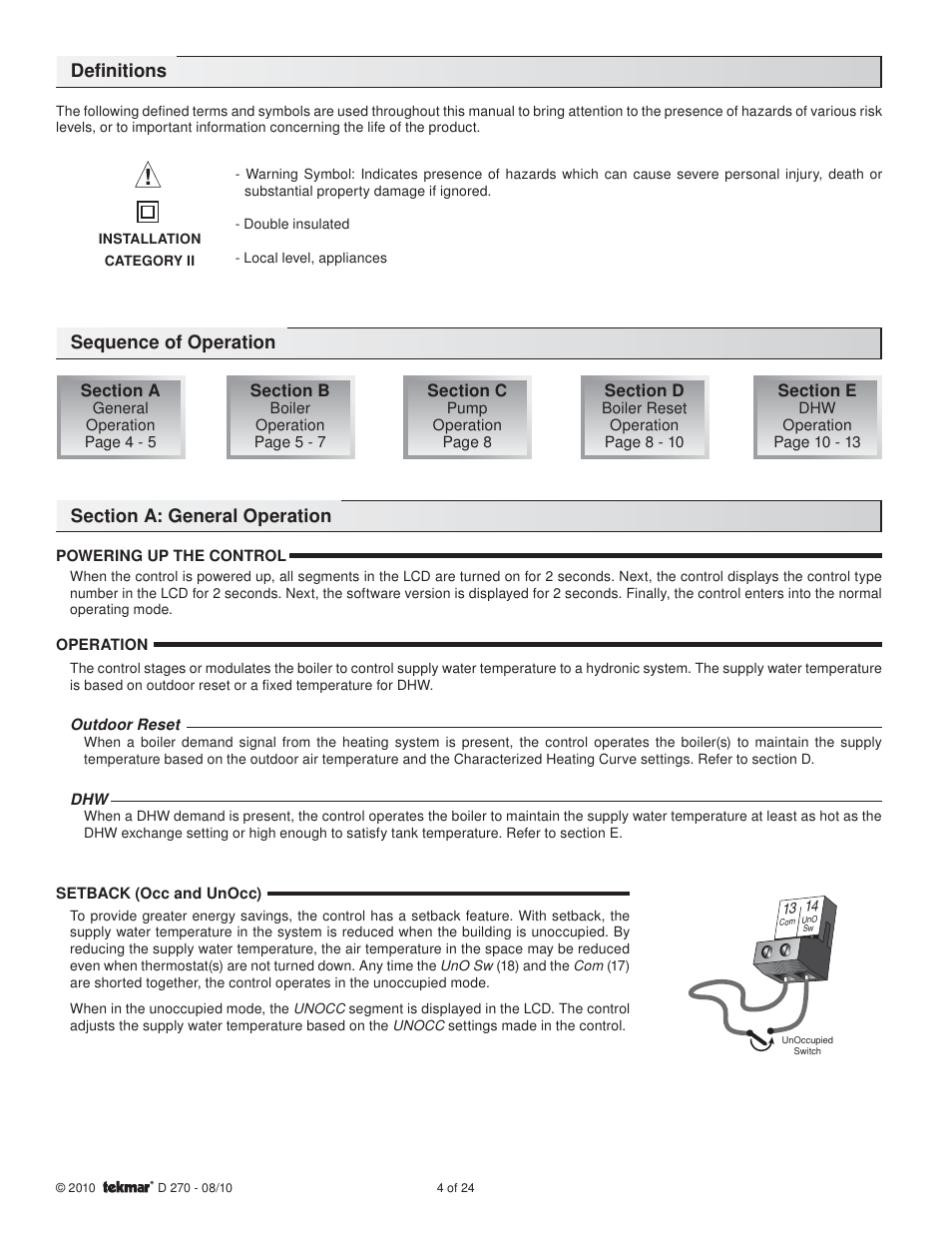 Definitions | tekmar 270 Boiler Control User Manual | Page 4 / 24