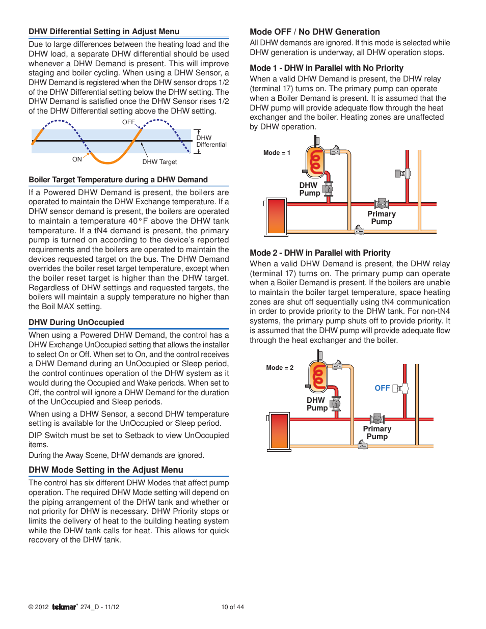 tekmar 274 Boiler Control User Manual | Page 10 / 44