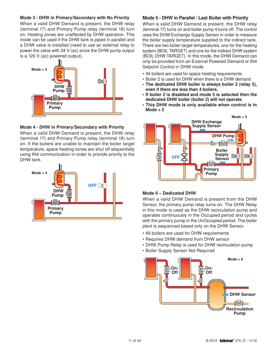 tekmar 274 Boiler Control User Manual | Page 11 / 44