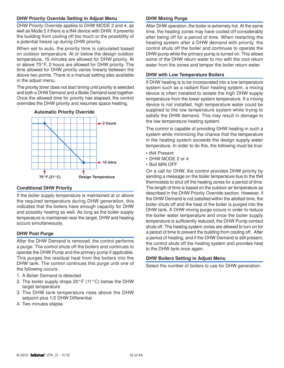 tekmar 274 Boiler Control User Manual | Page 12 / 44
