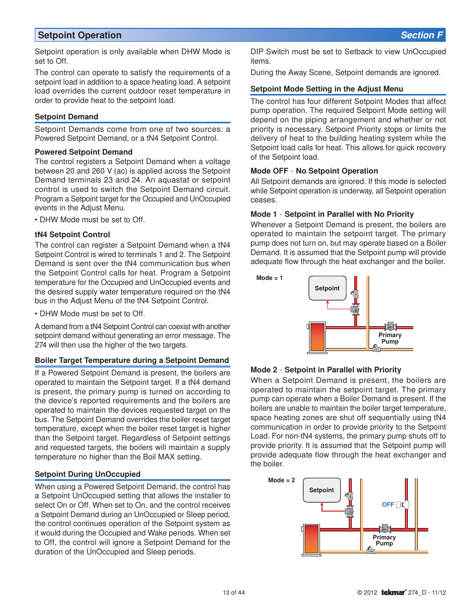 tekmar 274 Boiler Control User Manual | Page 13 / 44