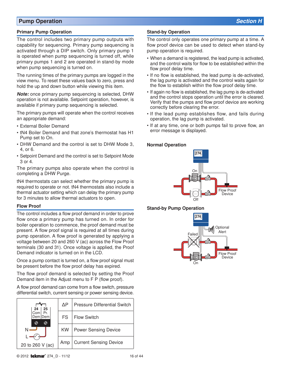 tekmar 274 Boiler Control User Manual | Page 16 / 44