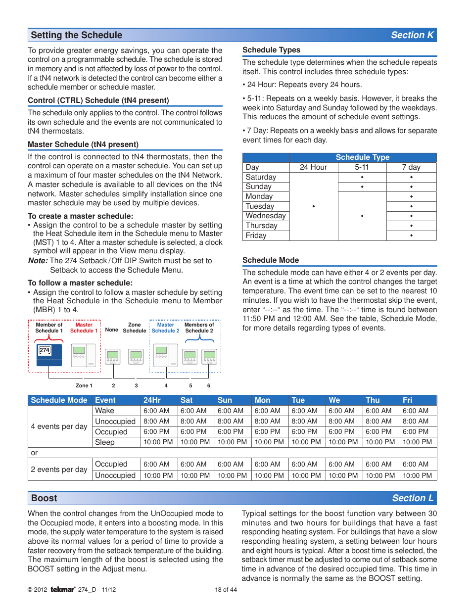 tekmar 274 Boiler Control User Manual | Page 18 / 44