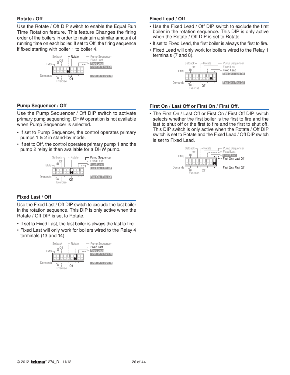 tekmar 274 Boiler Control User Manual | Page 26 / 44