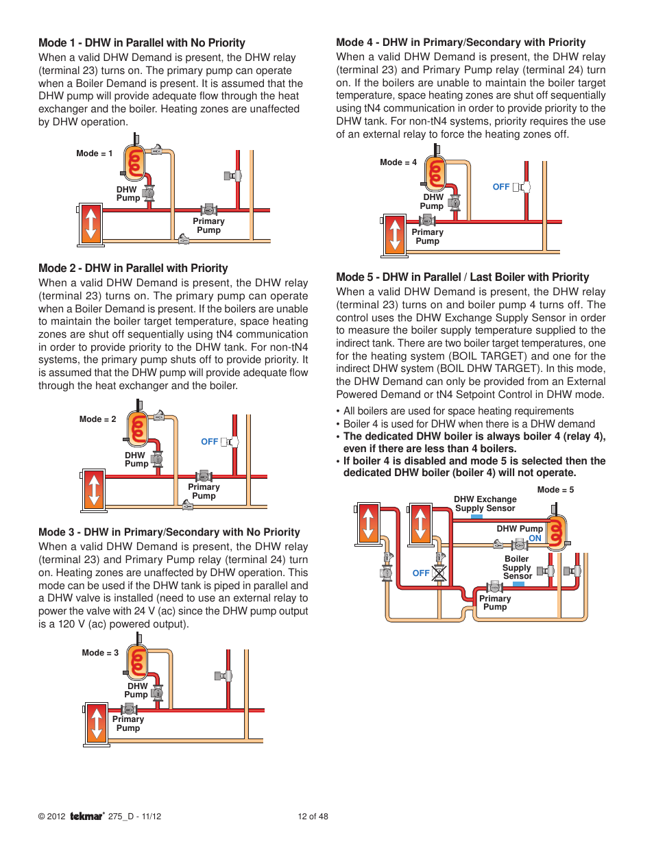 tekmar 275 Boiler Control User Manual | Page 12 / 48