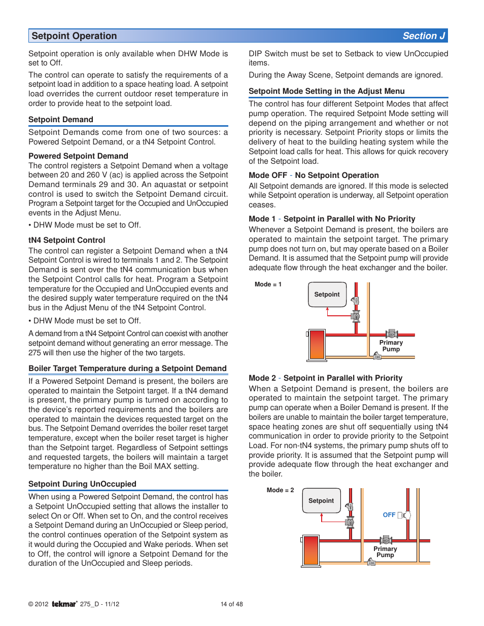 tekmar 275 Boiler Control User Manual | Page 14 / 48