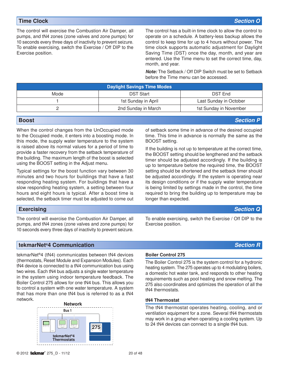 Tekmarnet | tekmar 275 Boiler Control User Manual | Page 20 / 48