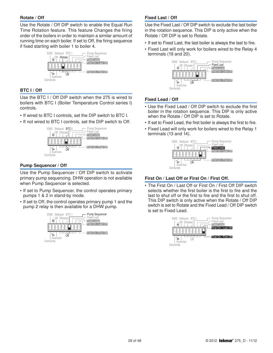 tekmar 275 Boiler Control User Manual | Page 29 / 48