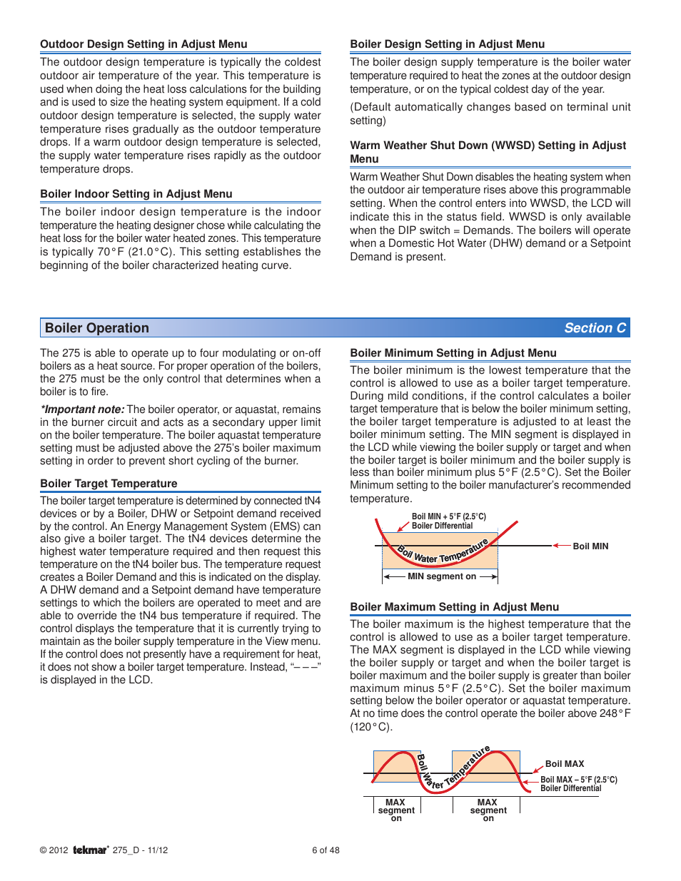 tekmar 275 Boiler Control User Manual | Page 6 / 48
