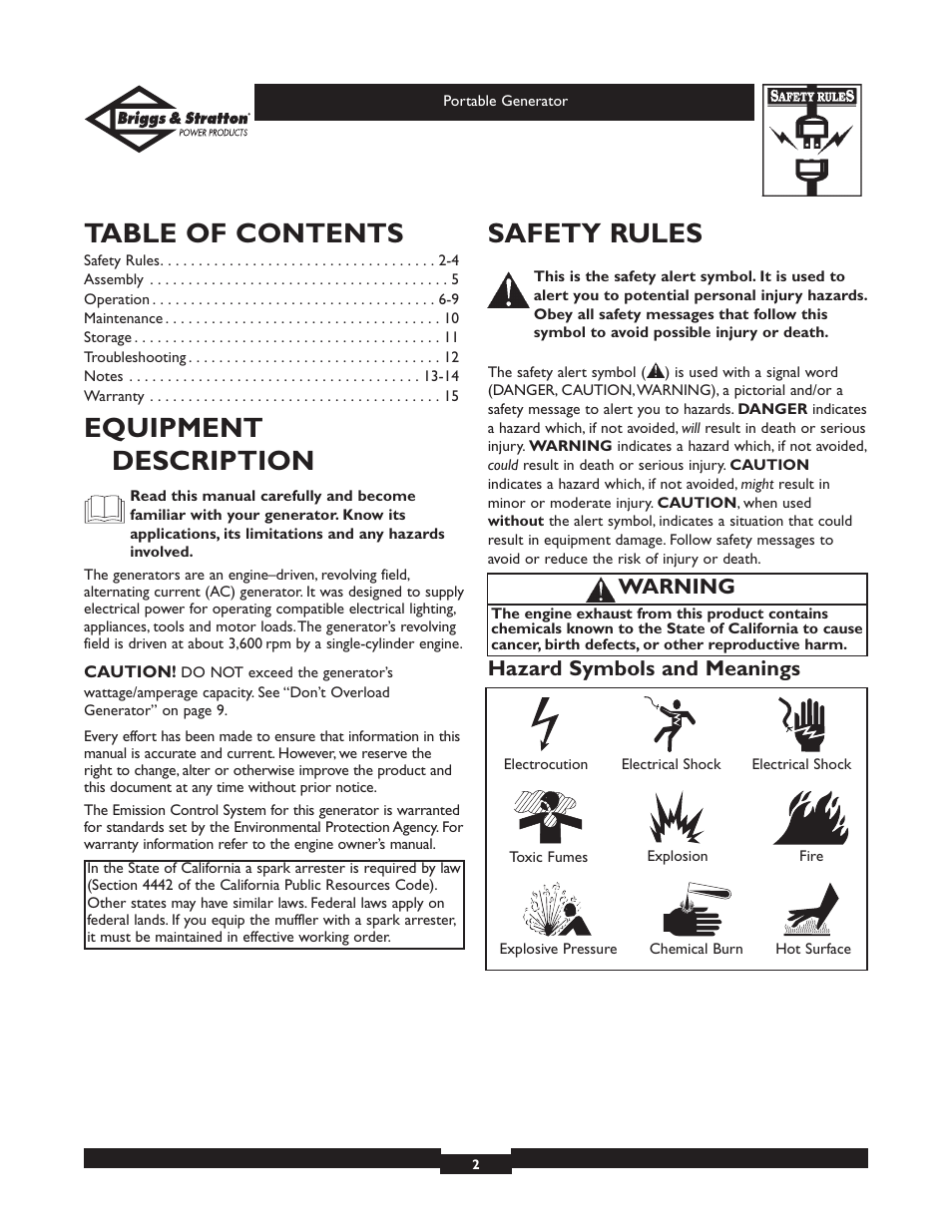 Briggs & Stratton 01971 User Manual | Page 2 / 37