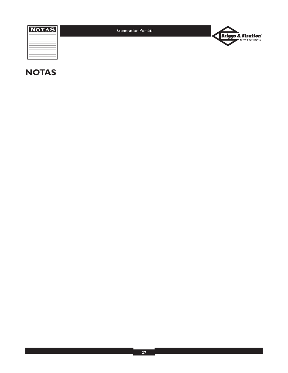 Notas | Briggs & Stratton 01971 User Manual | Page 27 / 37