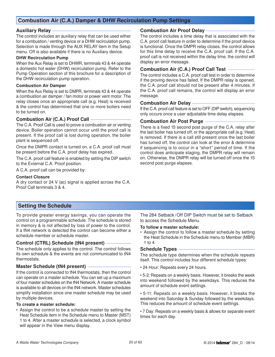 tekmar 284 Boiler Control User Manual | Page 20 / 60