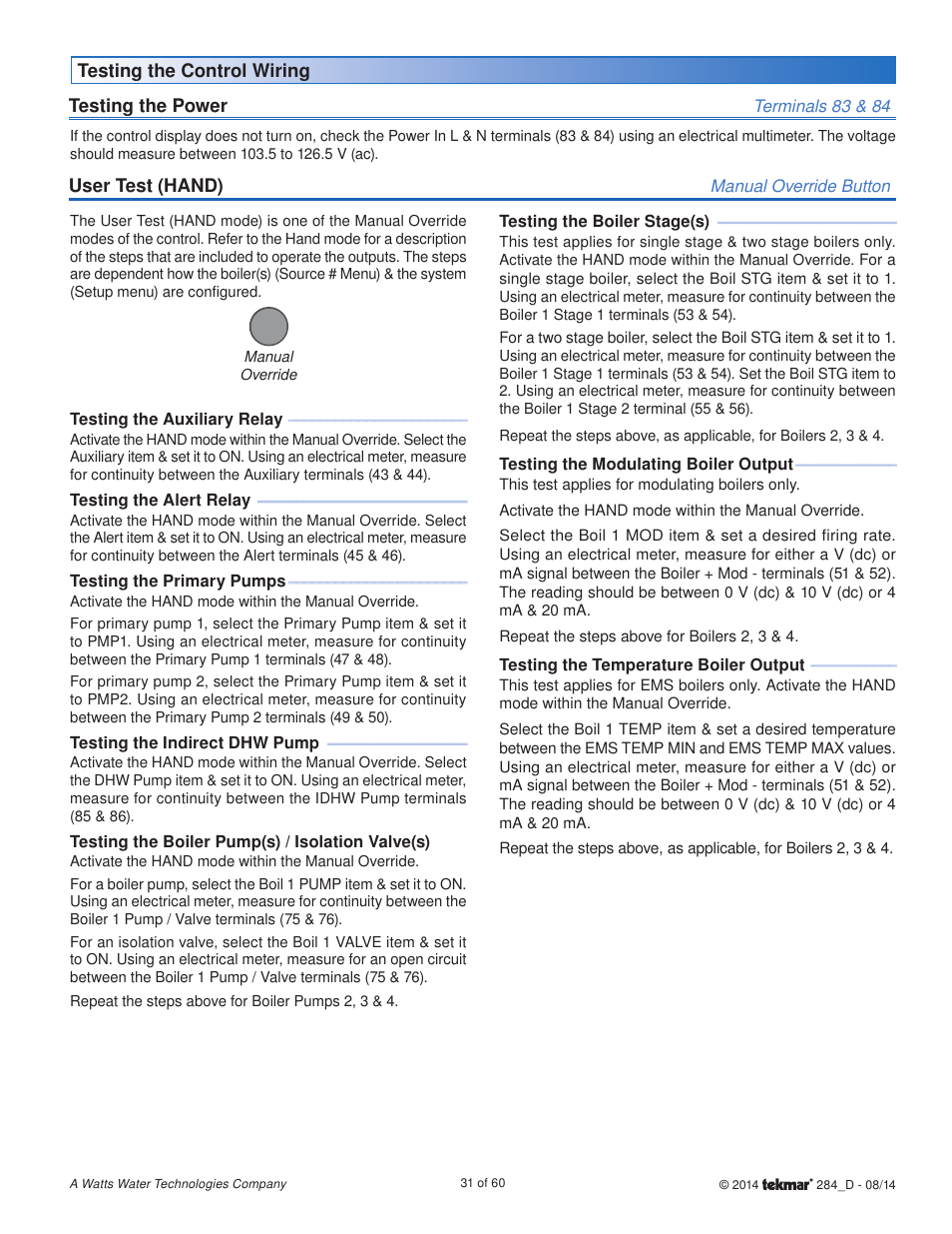 tekmar 284 Boiler Control User Manual | Page 31 / 60