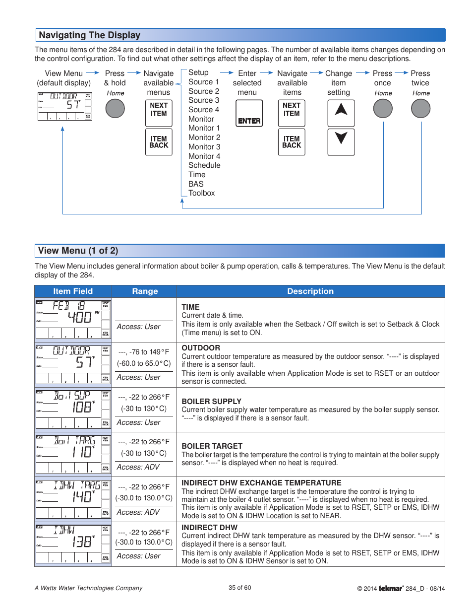 tekmar 284 Boiler Control User Manual | Page 35 / 60