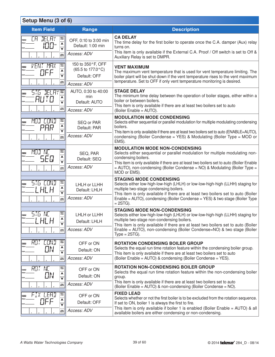 tekmar 284 Boiler Control User Manual | Page 39 / 60
