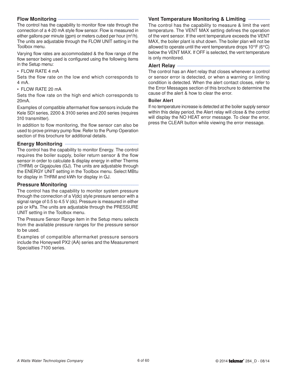 tekmar 284 Boiler Control User Manual | Page 6 / 60