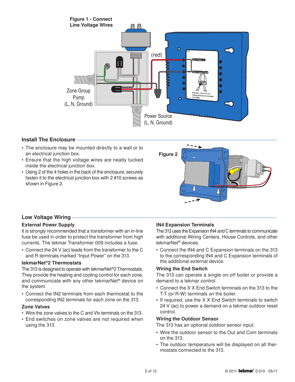 tekmar 313 tN2 Wiring Center Installation User Manual | Page 5 / 12