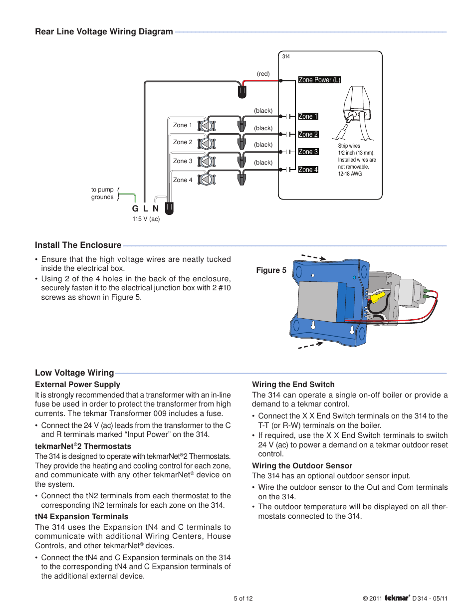 tekmar 314 tN2 Wiring Center Installation User Manual | Page 5 / 12