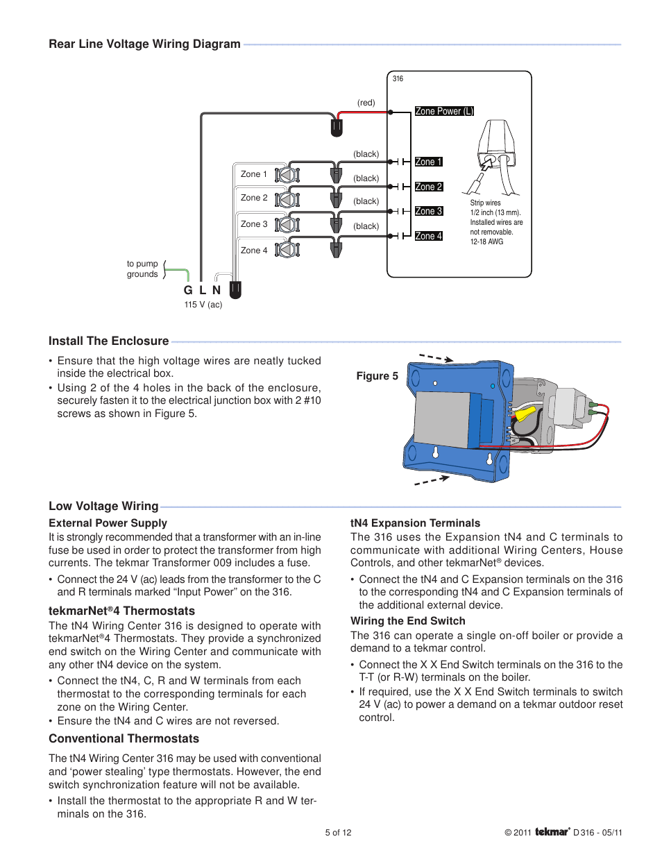 tekmar 316 tN4 Wiring Center Installation User Manual | Page 5 / 12