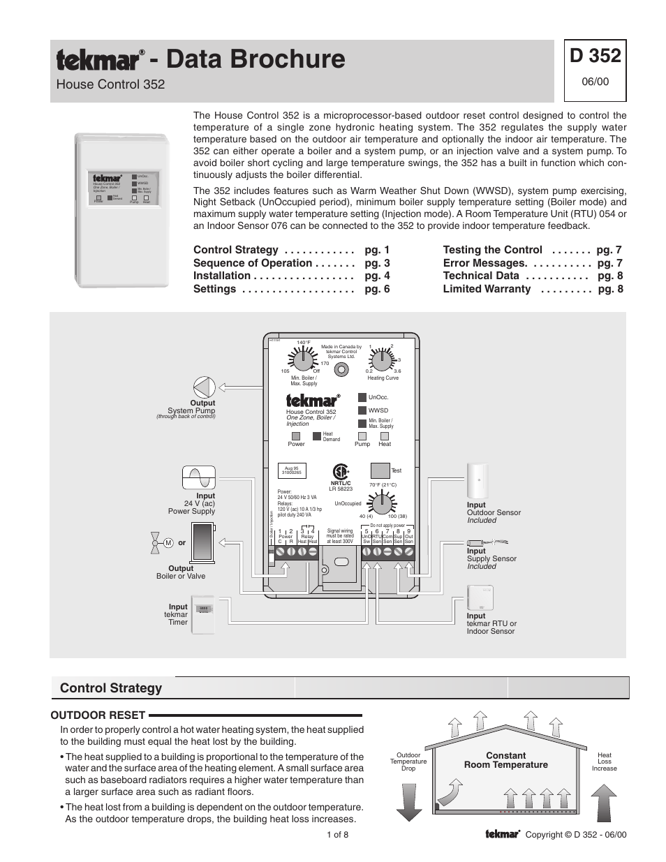 tekmar 352 House Control User Manual | 8 pages