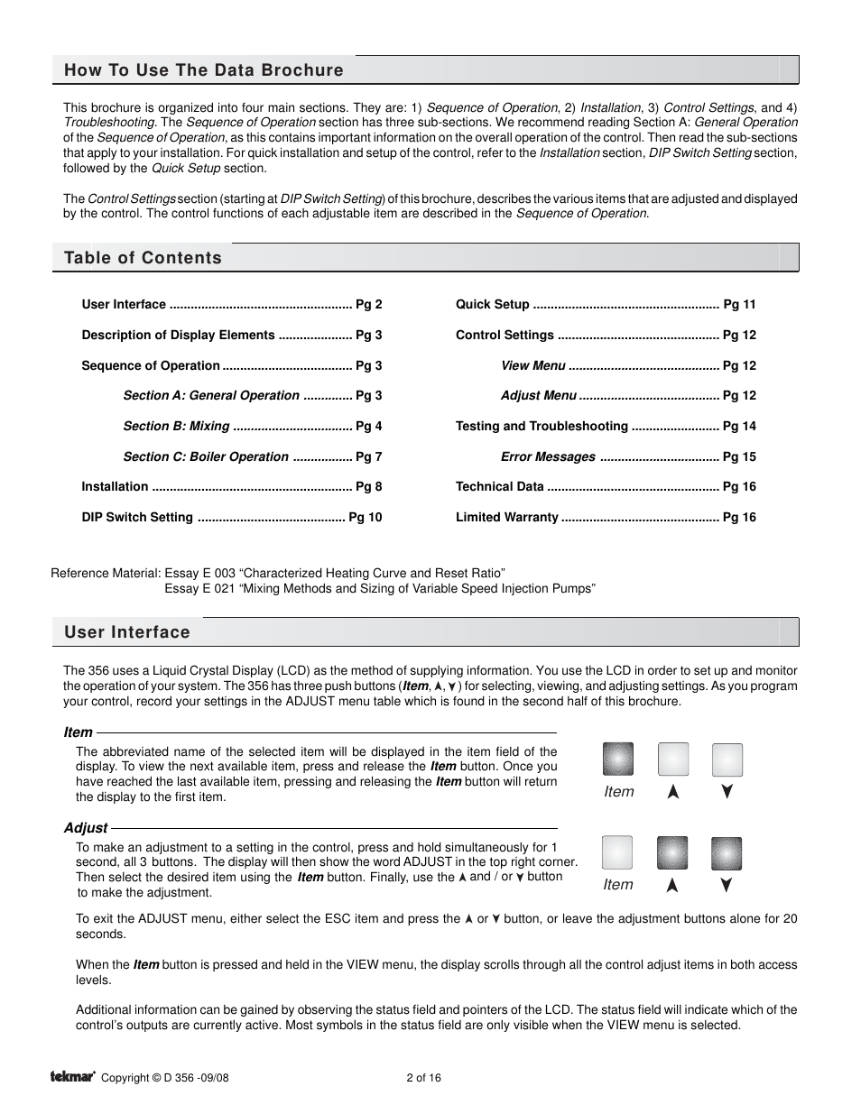 tekmar 356 Mixing Control User Manual | Page 2 / 16