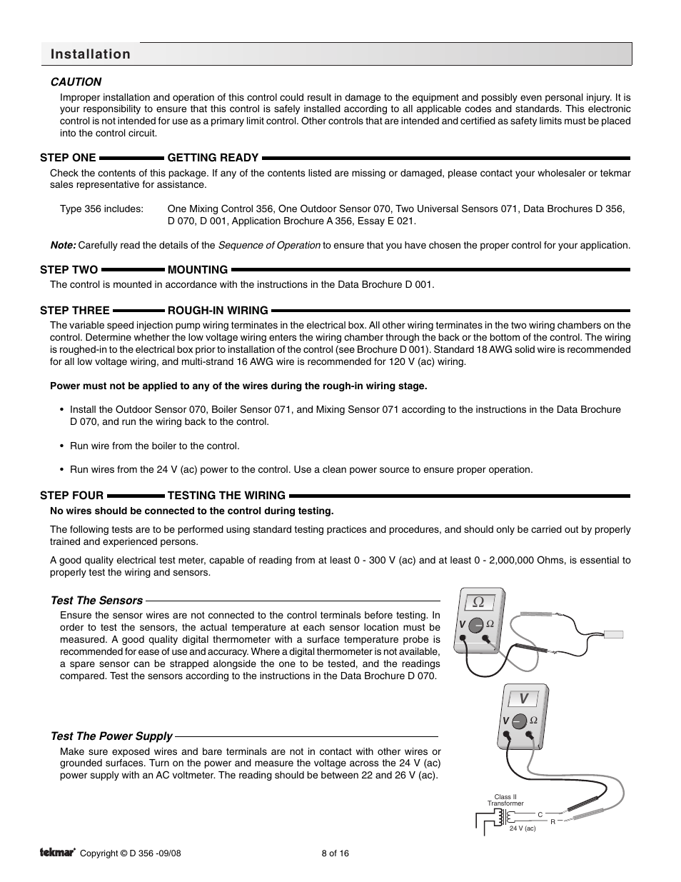 Installation | tekmar 356 Mixing Control User Manual | Page 8 / 16