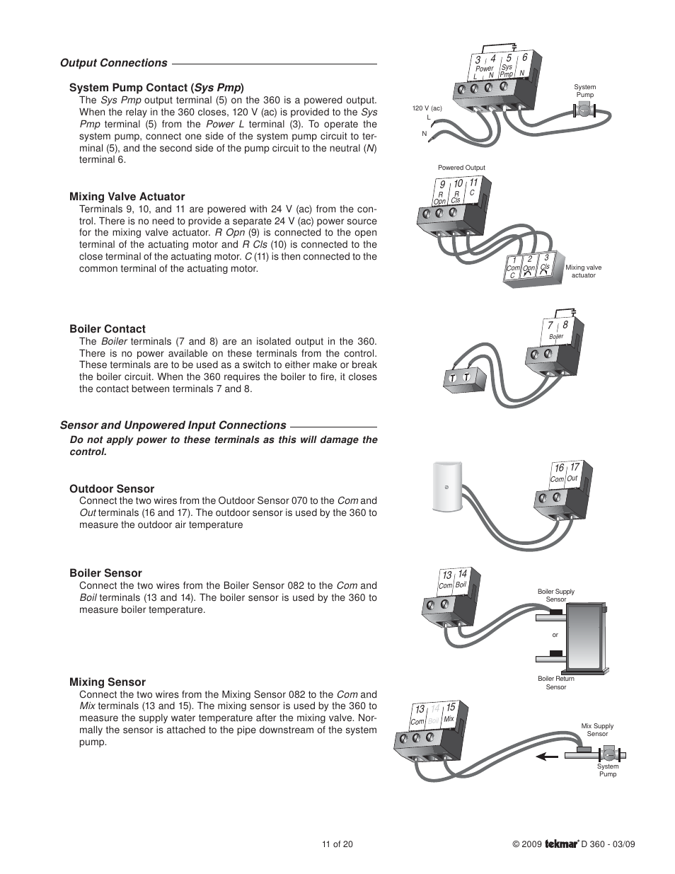 tekmar 360 Mixing Control User Manual | Page 11 / 20