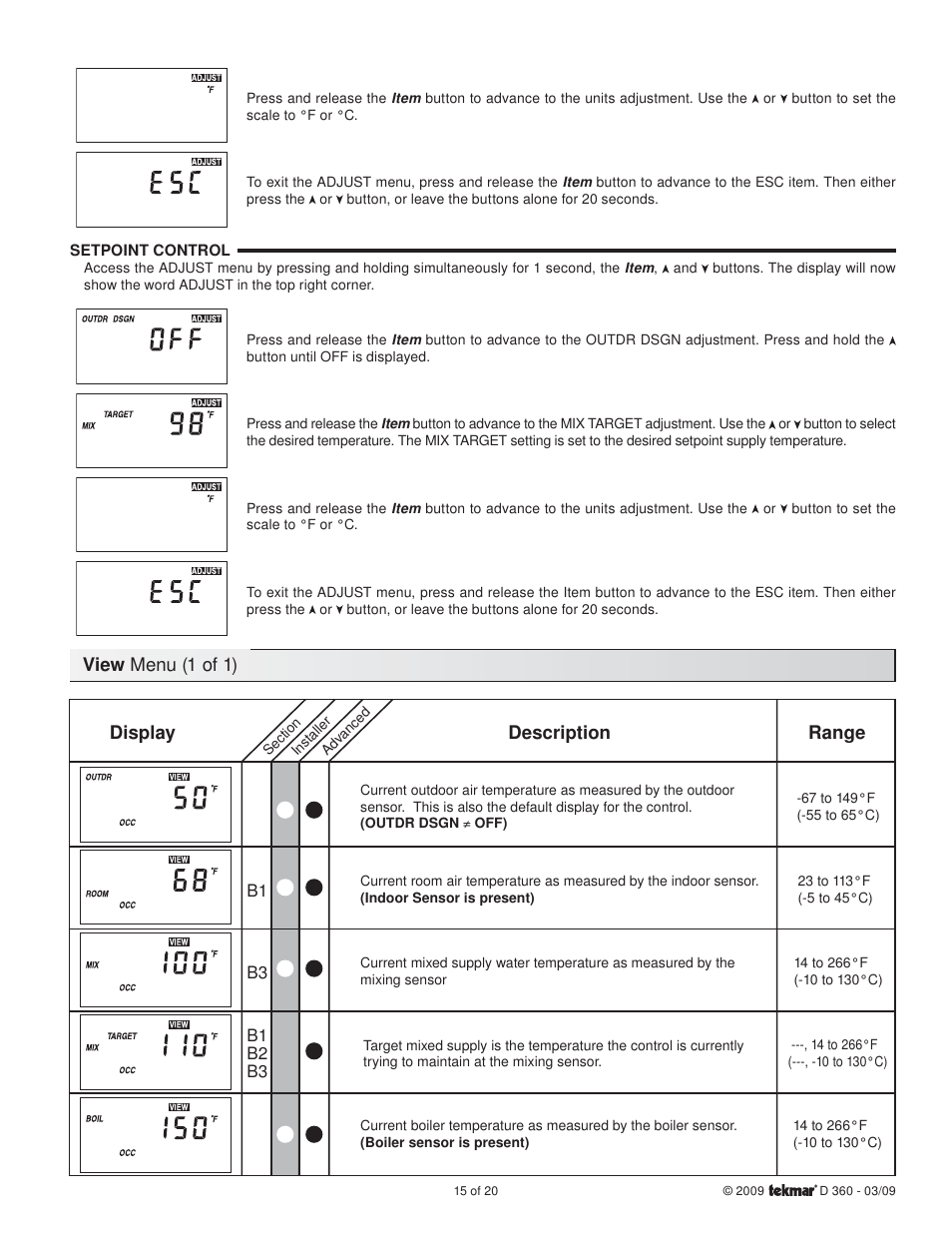 tekmar 360 Mixing Control User Manual | Page 15 / 20
