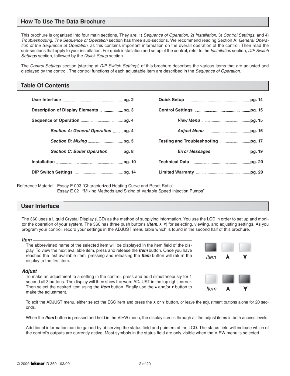tekmar 360 Mixing Control User Manual | Page 2 / 20