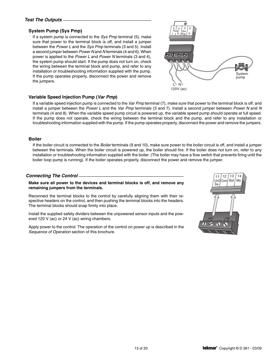 tekmar 361 Mixing Control User Manual | Page 13 / 20