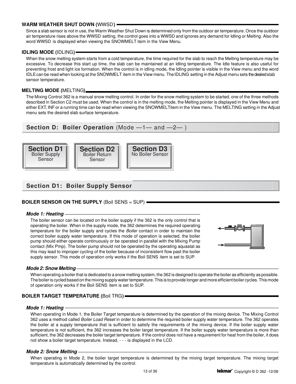 Boiler operation | tekmar 362 Mixing Control Installation User Manual | Page 13 / 36