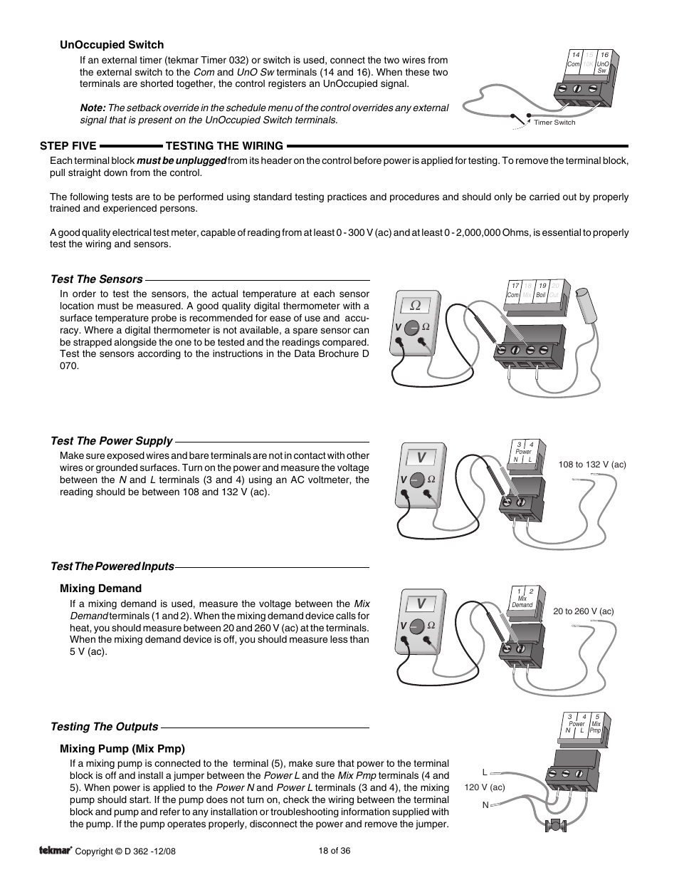 tekmar 362 Mixing Control Installation User Manual | Page 18 / 36