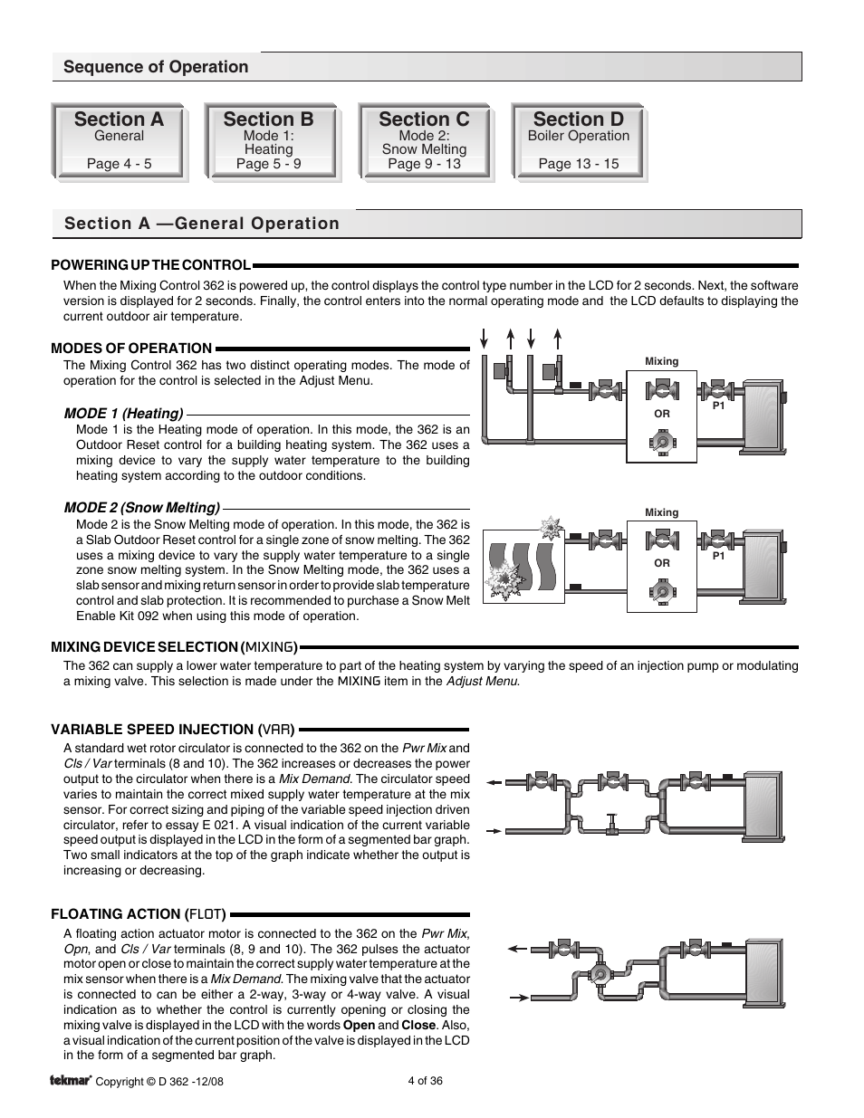 Sequence of operation, General operation | tekmar 362 Mixing Control Installation User Manual | Page 4 / 36