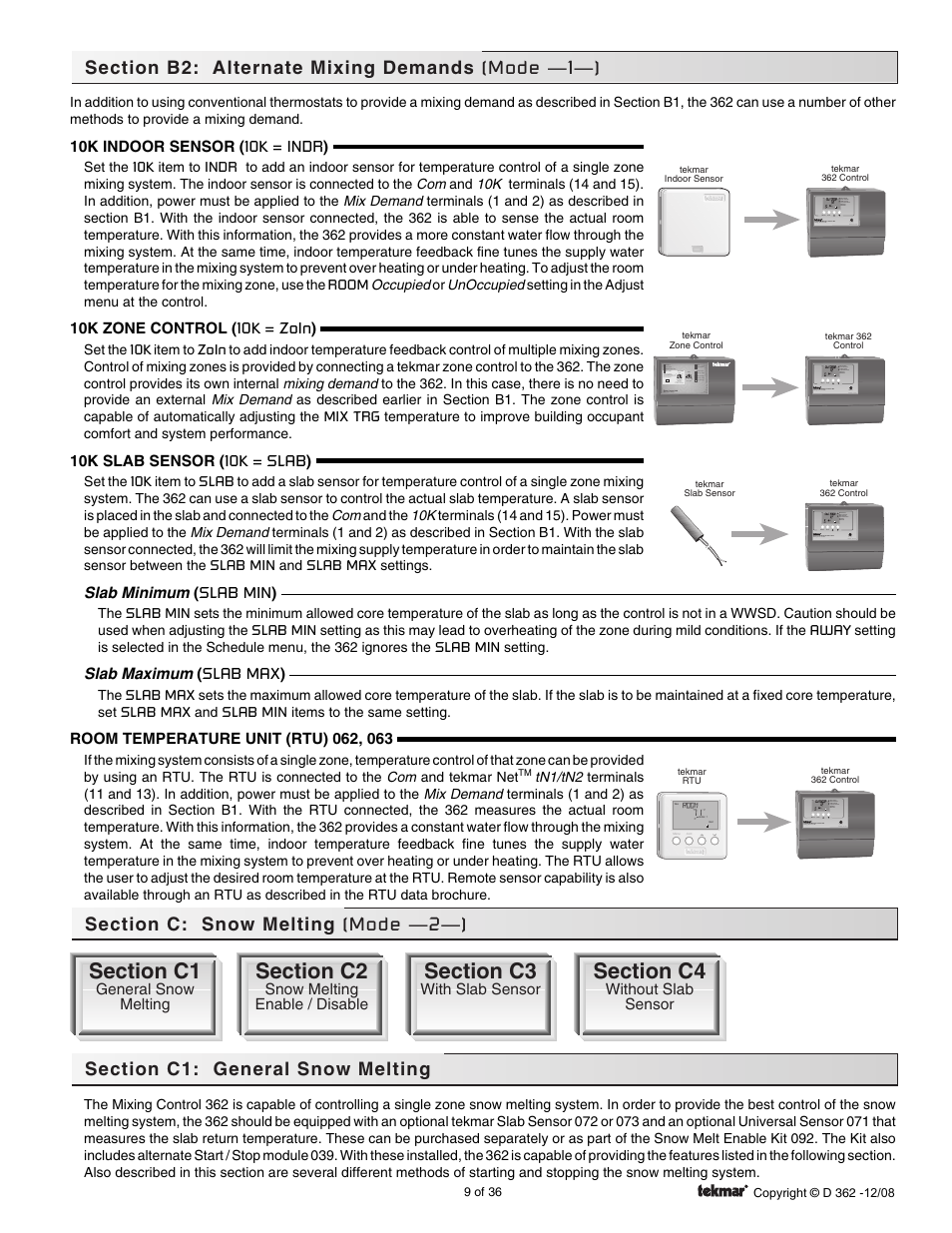 Snow melting | tekmar 362 Mixing Control Installation User Manual | Page 9 / 36