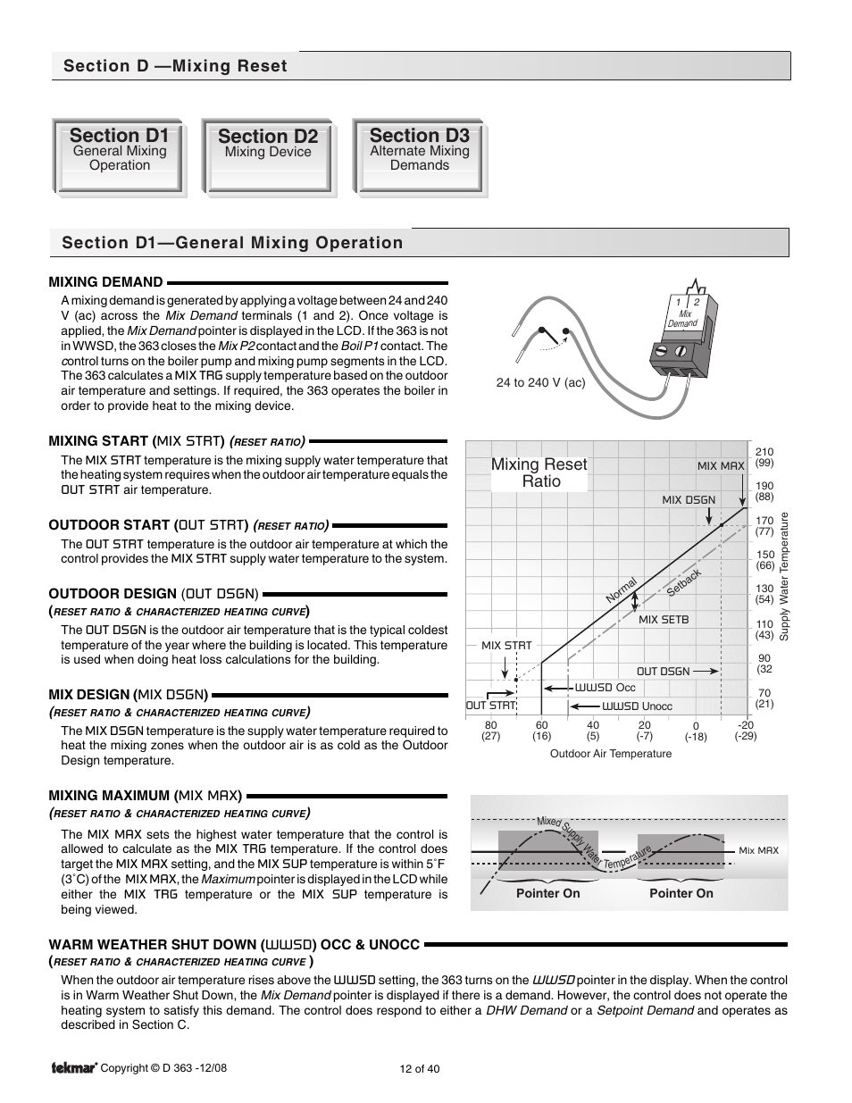 Mixing reset ratio | tekmar 363 Universal Reset Control Installation User Manual | Page 12 / 40