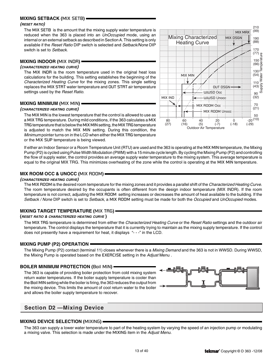 Mixing characterized heating curve | tekmar 363 Universal Reset Control Installation User Manual | Page 13 / 40