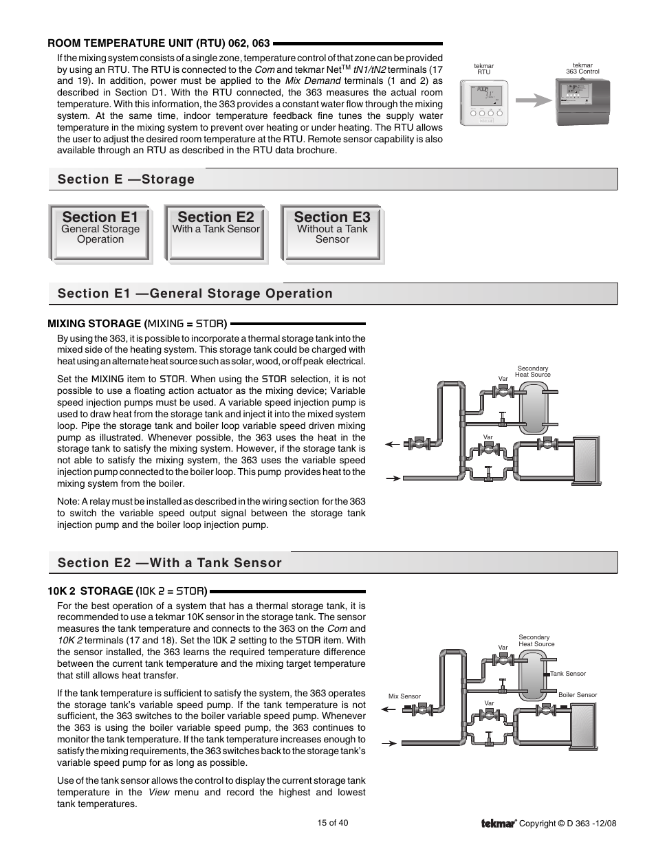 Storage | tekmar 363 Universal Reset Control Installation User Manual | Page 15 / 40