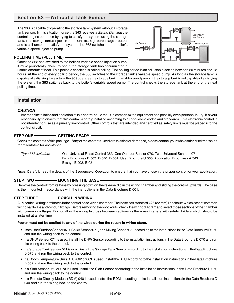 Installation | tekmar 363 Universal Reset Control Installation User Manual | Page 16 / 40