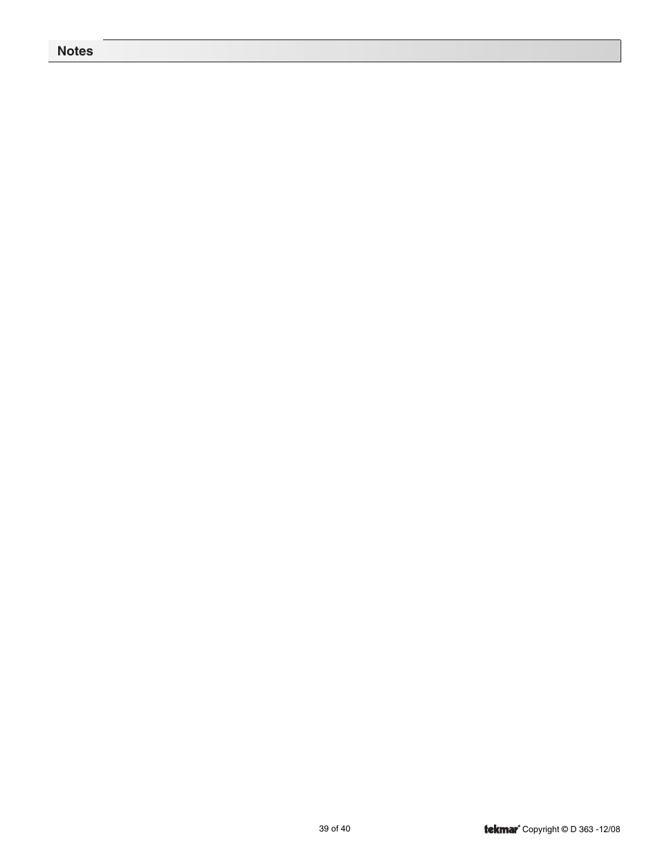 tekmar 363 Universal Reset Control Installation User Manual | Page 39 / 40