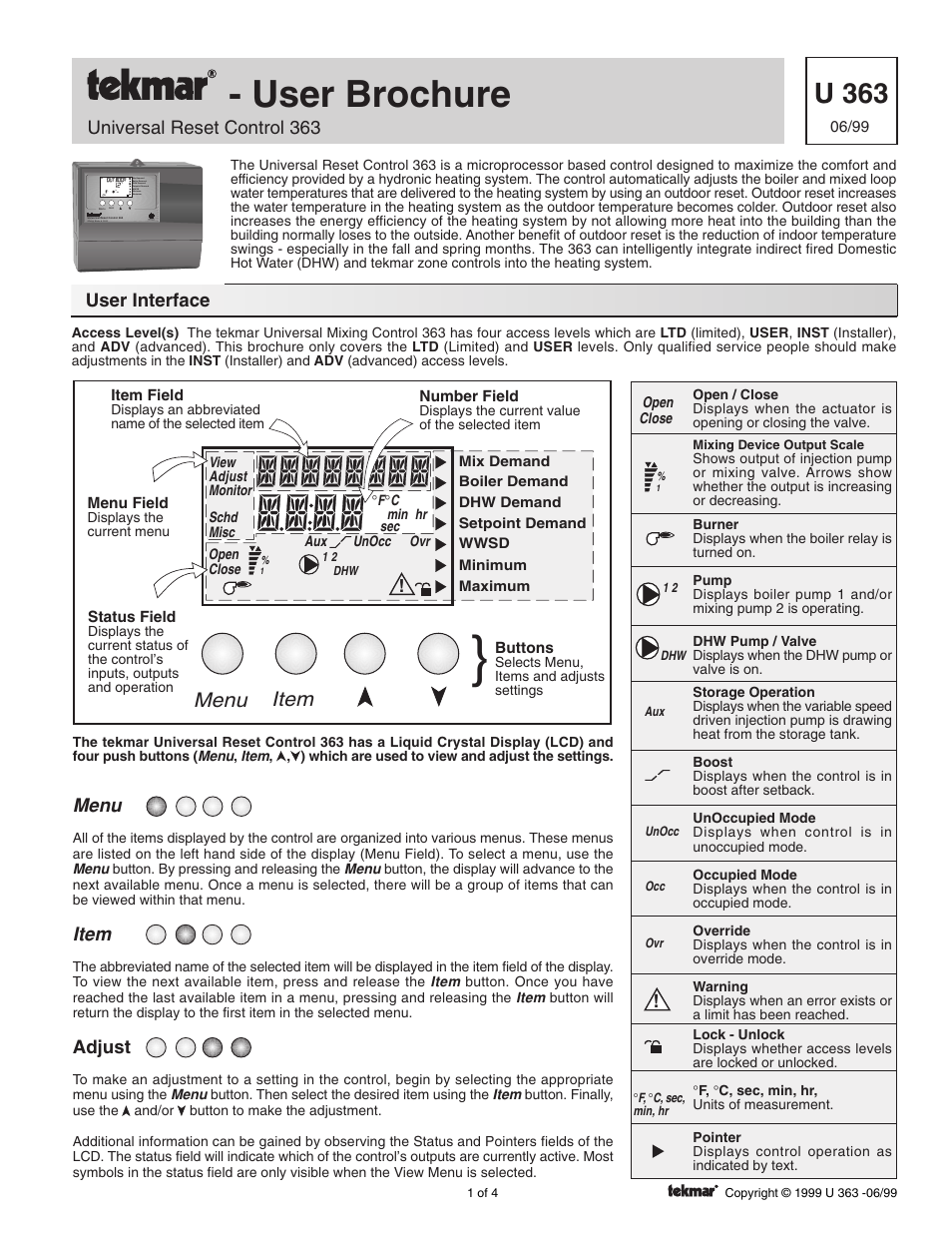tekmar 363 Universal Reset Control User Manuals User Manual | 4 pages