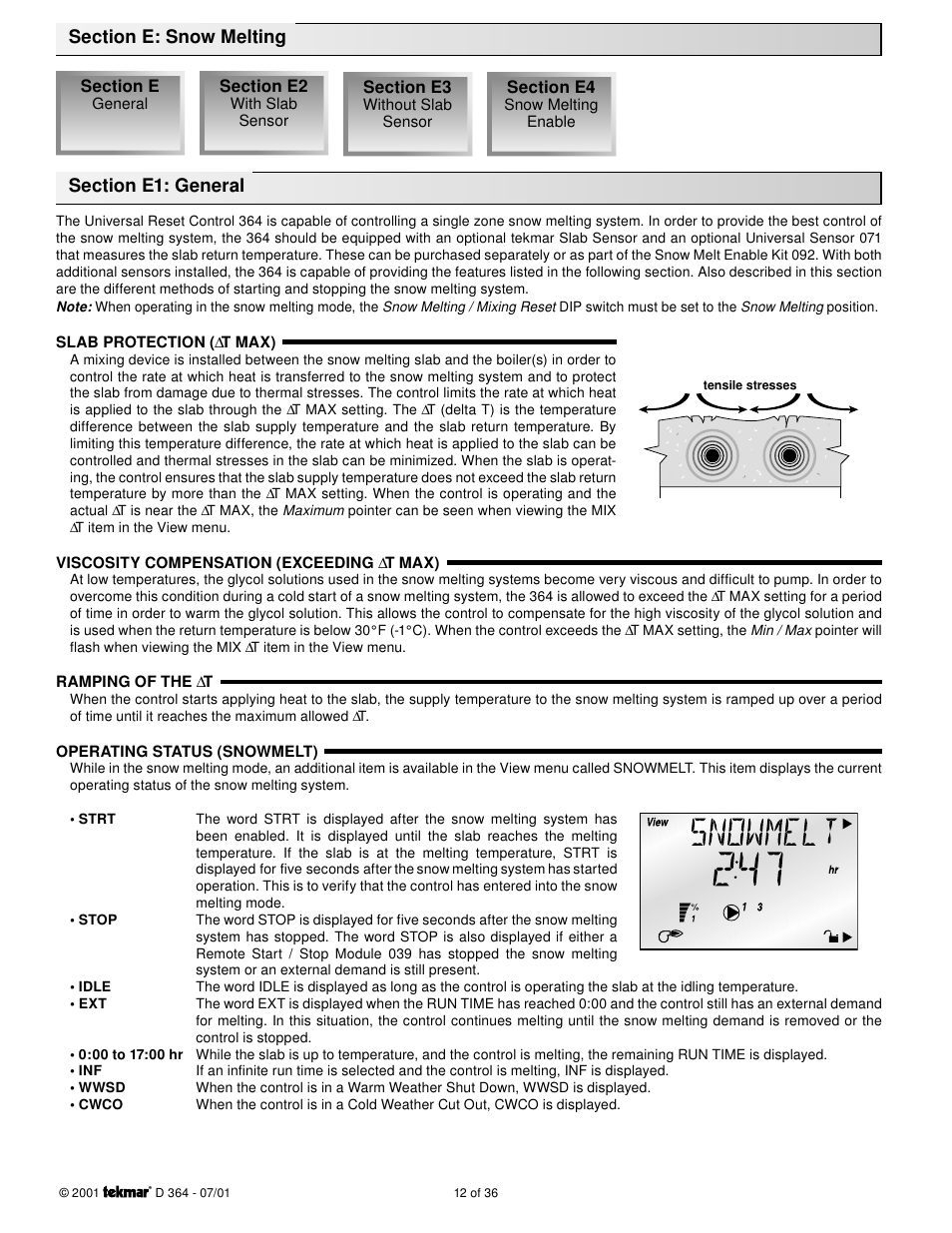 Snow melting | tekmar 364 Universal Reset Control Installation User Manual | Page 12 / 36