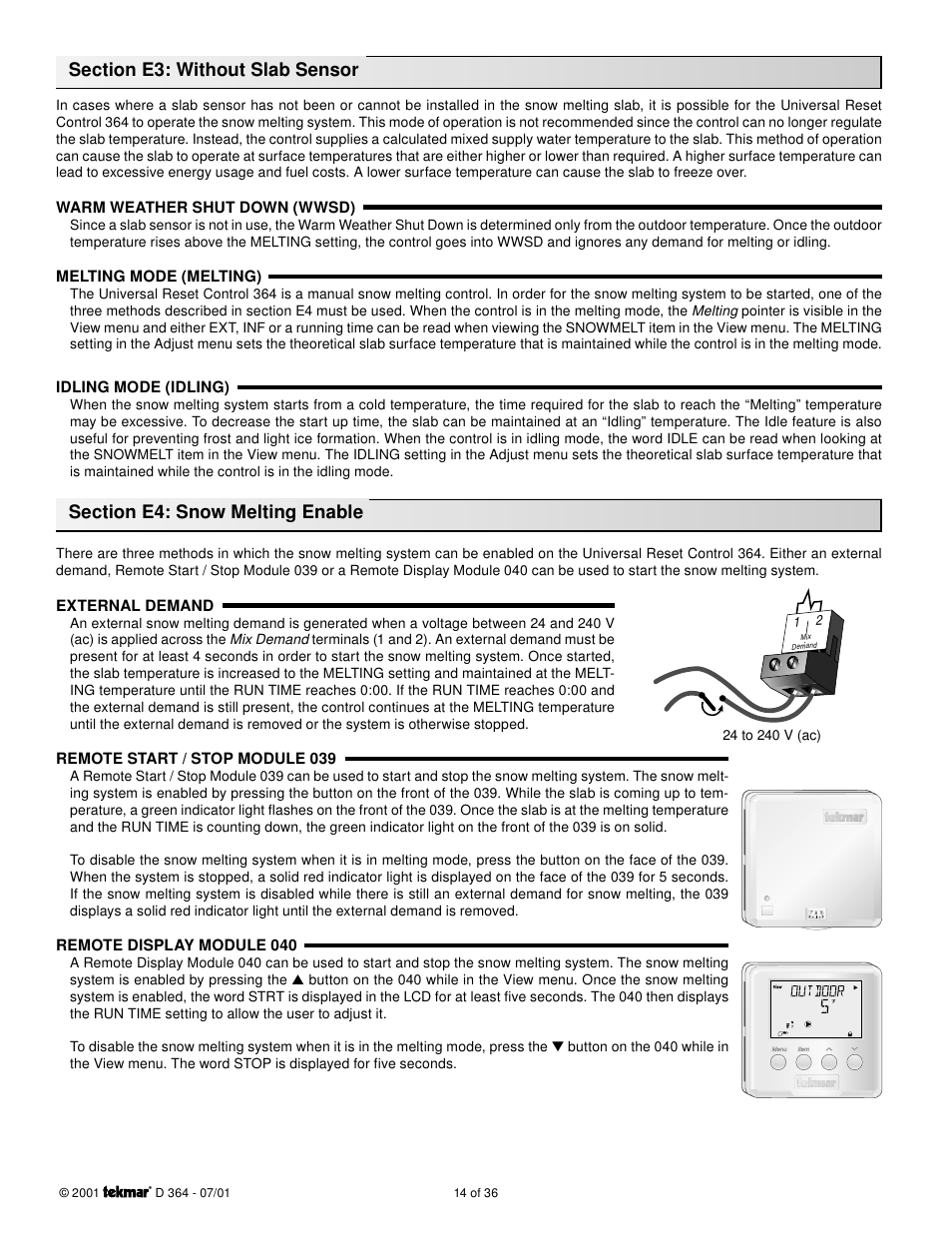 tekmar 364 Universal Reset Control Installation User Manual | Page 14 / 36
