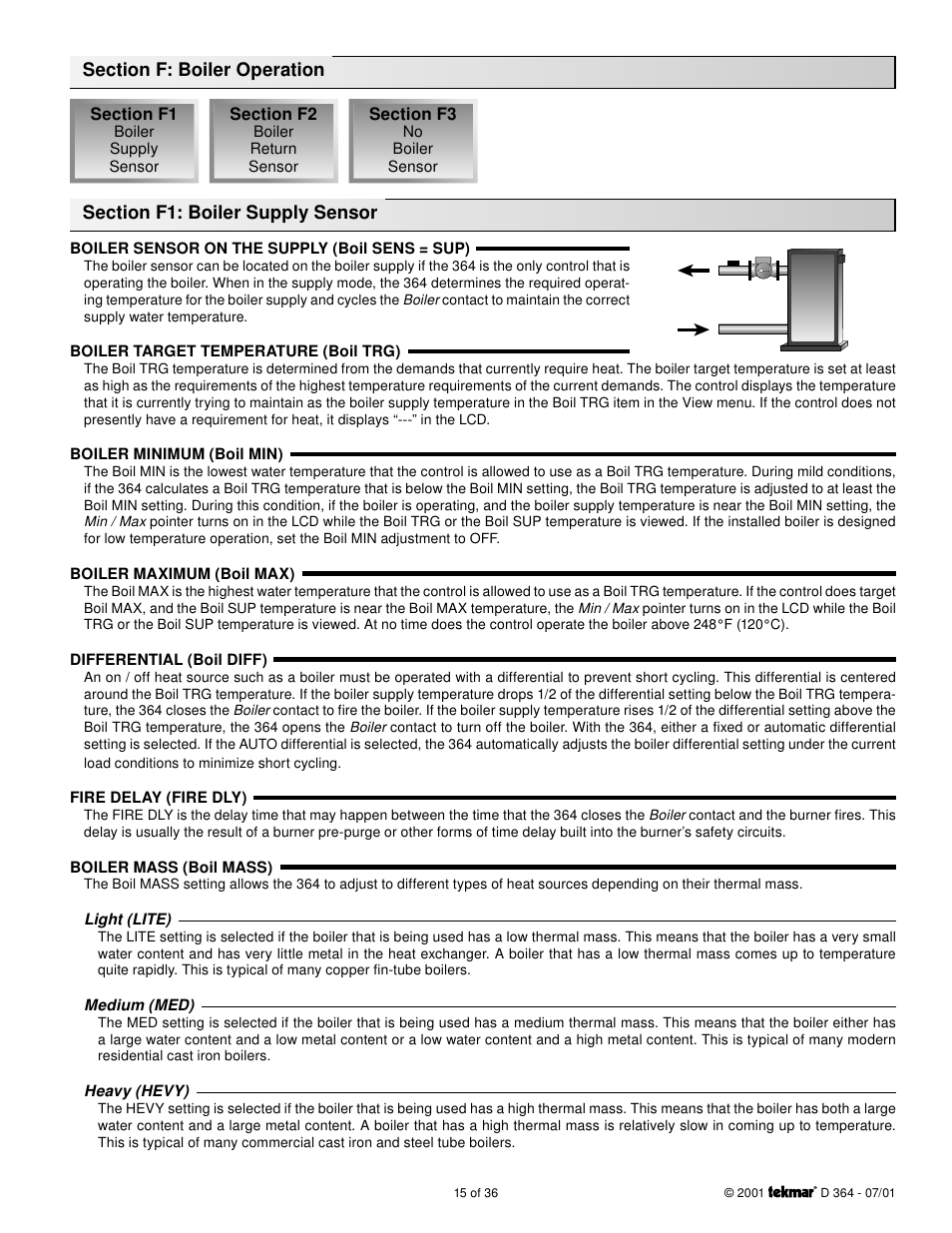 Boiler operation | tekmar 364 Universal Reset Control Installation User Manual | Page 15 / 36